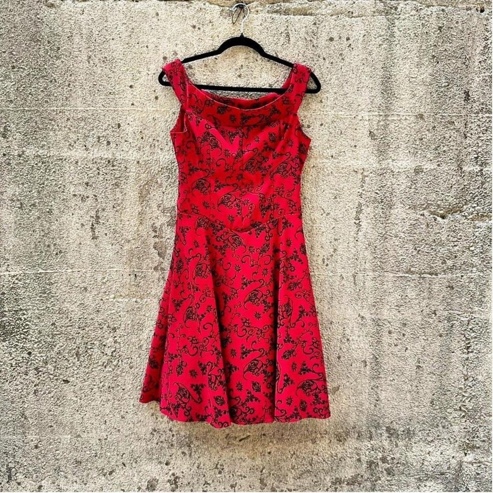 Vintage 80s 90s Party Dress Women's Size 7/8 Steppin' Out Red Black Tulle